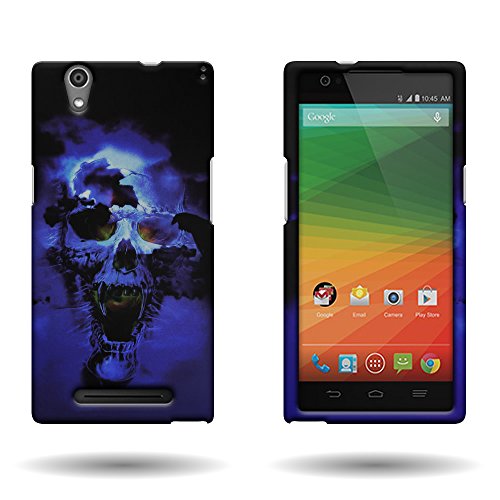 ZTE ZMax Phone Case, Slim Fit Snap On Cover with Customized Design for ZTE ZMax Z970 (T Mobile) - Blue Skull