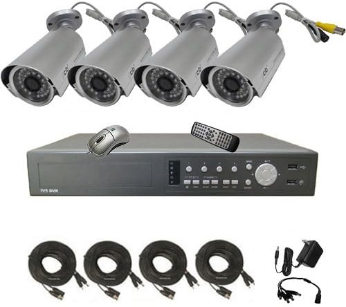 CIB R401W500G8795 4CH Security Surveillance DVR 600TVL 4 CCD Bullet Cameras K...