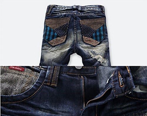 TongFei Men's Patchwork Design Slim Fit Low-rise Skinny Jeans 29