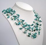 {Valentines Special} HinsonGayle Artisan Collection "Angelica" Handwoven Five-Strand Cultured Pearl and Turquoise Necklace
