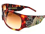Ed Hardy - ED HARDY EHS025 EHS-025 Tortoise Swarovski Vintage Tattoo Sunglasses 64-15-120