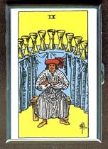 TAROT CARD 9 OF CUPS CLASSIC ID CIGARETTE CASE WALLET