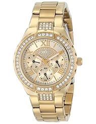 GUESS Womens U0111L2 Sparkling Hi-Energy Mid-Size Gold-Tone Watch