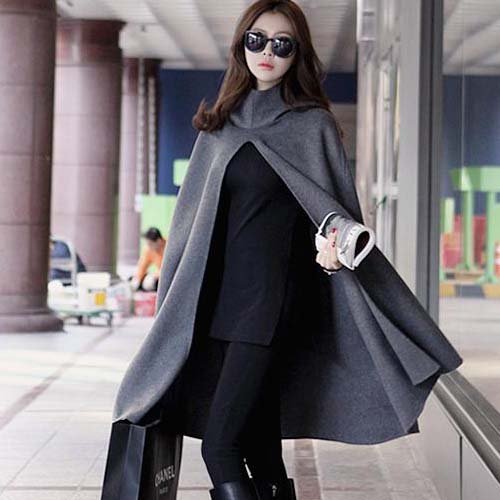 Hope2014 ふんわりシルエット 秋冬 ケープコート フード ポンチョ