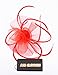 AM CLOTHES Fascinators for Women Flower Feather Headband Hat Fascinator Wedding Headwear 1326RED