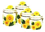 SUNFLOWER Latching AIRTIGHT 4 Canisters Set 3-D *NEW!!*