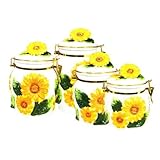 SUNFLOWER Latching AIRTIGHT 4 Canisters Set 3-D *NEW!!*
