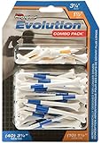 Pride Professional Tee System Evolution Plastic Golf Tees (Pack of 50), 40 Count 3-1/4-Inch + 10 Count 1-1/2-Inch