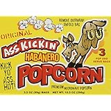 Ass Kickin' Habanero Popcorn 3-Pack (3.5oz per bag)- Put a little Ass Kickin' in your favorite movie! This popcorn is seasoned just right, with a taste of the southwest. Save with our 3-pack.