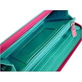 Azalea Turquoise Blue Baekgaard Tartan Brights Vibrant chic Genuine leather hold everything wallet