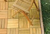Acacia Hardwood - 4 Horizontal Slat Design - Interlocking Wood Deck Tile