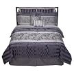 Leaves 8 Pc Bed Set - Silver/ White (King)