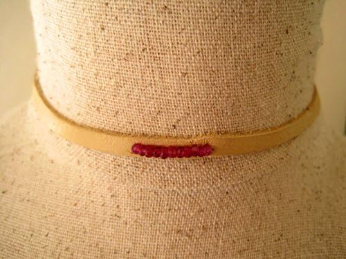 Leather wrap bracelet with Vibrant Base Chakra Rubies in a Row. Bohemian Chic Leather Choker that converts to polished, in vogue bracelet.