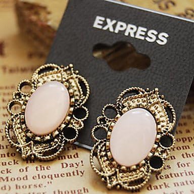Retro Court Style Hollow Lace Precious Stone Stud Earrings E329
