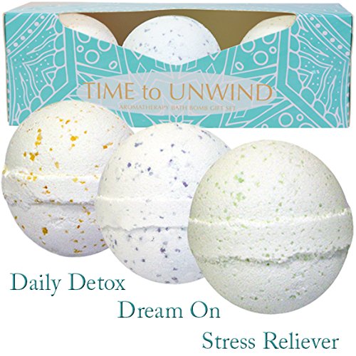 FIzz Bath Bombs 3 Giant Aromatherapy Bath Bombs Lush Gift Set for Women, Blue