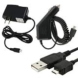 HTC EVO 4G Sprint Combo Rapid Car Charger + Home Wall Charger + USB Data Charge Sync Cable for HTC EVO 4G Sprint