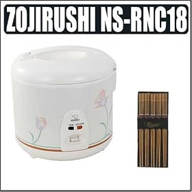Zojirushi NSRNC-18A Automatic Rice Cooker and Warmer with Floral Imprint & Chopstick Set
