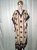 FREE SHIP Women Fashionable Satin Kaftans Kimono Sleeve Evening Lounge Wear Cream Floral Print XXL