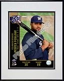 Prince Fielder 2008 Studio Double Matted 8 x 10 Photograph In Black Anodized Aluminum Frame