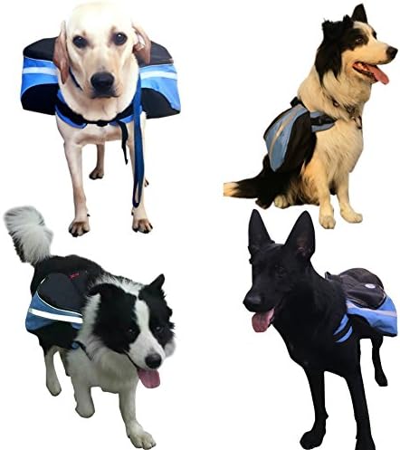 Dog Backpack MODE STYLE，Dog Hiking Packs with two bags. (L, Blue)
