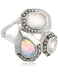 Judith Jack "Waterfall" Sterling Silver, Marcasite and Blue Opal Mother-of-Pearl Ring