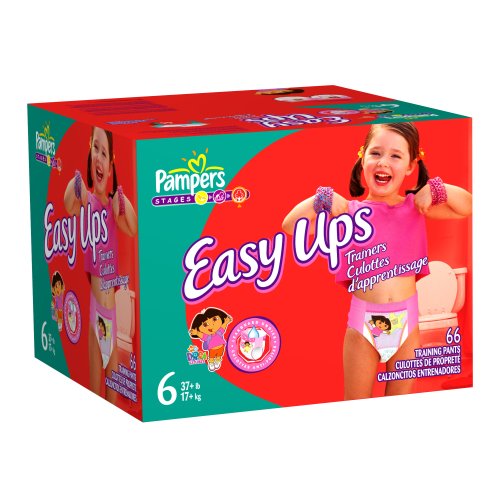 Pampers Easy Ups Trainers for Girls, Size 6 (37+ Lbs), Value Pack, 66 Training Pants