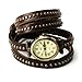 YesurpriseWeave Fashion Rivet Weave Wrap Around Leather Retro Bracelet Woman Wrist Watch Gift Brown