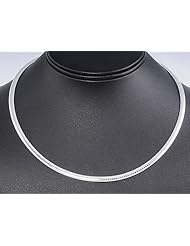 4mm Italian .925 Sterling Silver FLAT DOME Omega Chain Necklace Nickel Free 16in, 18in