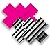 Nippies Pink Metallic Black Striped Cross Waterproof Adhesive Nipple Cover Pasties