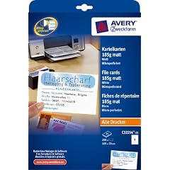 Avery Zweckform, C32254-25, Karten, 25 Blatt, A4-Bogen mit je 8 Karten, unbeschichtet, wei�, Mikroperforation, 185 g, 105 x 70, wei�, mikroperforiert
