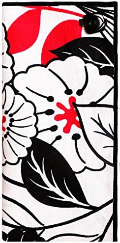 Black, White &amp; Red Floral Print w/ Button Mens Pocket Square by The Detailed Male