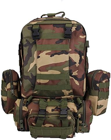 Ezflora Large Capacity 60L Heavy-duty Tactical Backpack For Camping Hiking Trekking Sports Climbing Travel Combined With 3 MOLLE Bags,Jungle Camouflage