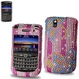 New Fashionable Perfect Fit Hard Diamante Protector Skin Cover (Faceplate/Snap On) Full Rhinestones Diamond Bling for RIM Blackberry Tour 9630 Sprint Verizon -