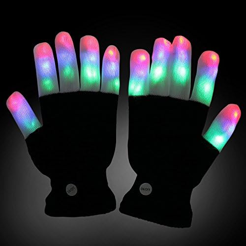 Paratron Flashing Finger Gloves with 7 Colors Lighting Dancing Unisex Rave Glove