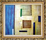 Accomplishment Oil Painting, with Ornate Antique Dark Gold Wood Frame 26 x 30 inches