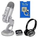 Blue Microphones Yeti THX-Certified USB Condenser Plug-and-Play Microphone with Studio Headphones and The Pop Universal Pop Filter