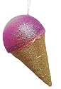 Pink Glitter Ice Cream Cone Christmas Ornament