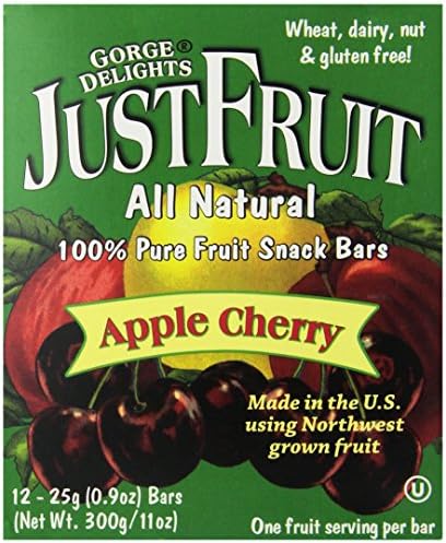 Gorge Delights JustFruit All Natural Fruit Snack Bar, Apple Cherry, 0.9-Ounce Bars (Pack of 24)