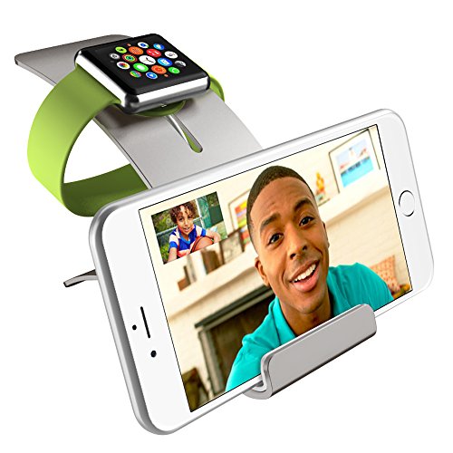 Apple Watch Dock, iPhone 6/6s Stand, iPhone SE Dock, iVAPO [Charging Dock] Aluminium Apple Watch Charging Stand for iWatch 38mm/42mm, iPhone Holder with 2 Comfortable Viewing Angles (MM609) (Gray)