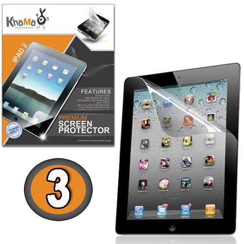 Best Price KHOMO 3 Pack Anti-Glare Invisible Screen Film Protector for new Apple iPad 2 (NEWEST VERSION March 2011 release)