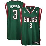 NBA adidas Milwaukee Bucks #3 Brandon Jennings Youth Green Swingman Replica Jersey (Medium)