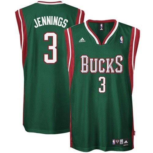 adidas Milwaukee Bucks #3 Brandon Jennings Youth Green Swingman Replica Jersey (Medium)