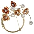 Crescent Crystal Flower Venetian Pearl Brooch Pin - Gold