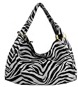 Womens Black and White Zebra Classic Hobo Handbag