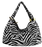 Womens Black and White Zebra Classic Hobo Handbag
