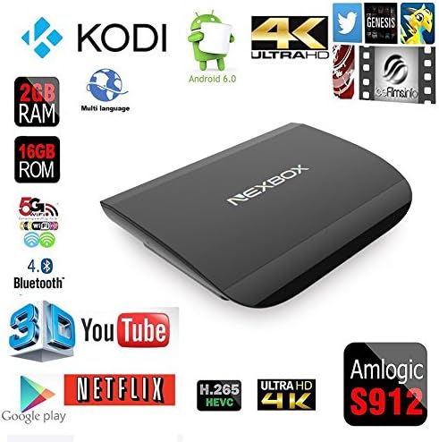 Etopsell NEXBOX A1 Android 6.0 TV Box Amlogic S912 Octa-core 2G+16G 64-bit 4K Support Streaming Media Player