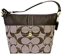 AUTHENTIC COACH SIGNATURE STRIPE MEDIUM SHOULDER BAG 11957 (Khaki/Mahogany)