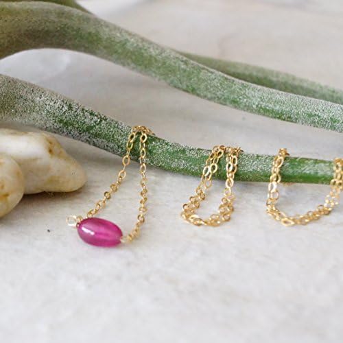 14k Solid Gold - Natural untreated ruby petite minimalist necklace - pendant necklace