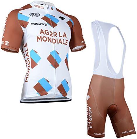 2014 Outdoor Sports Pro Team Men's Short Sleeve Ag2r La Cycling Jersey and Bib Shorts Set