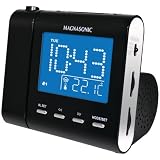 Magnasonic MAG-MM176K AM/FM Projection Clock Radio with Dual Alarm, Auto Time Set/Restore, Temperature Display, and Battery Backup